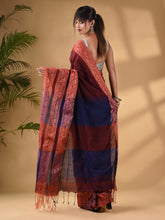 Load image into Gallery viewer, Maroon Cotton Handwoven Soft Saree With Paisley Border