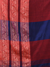 Load image into Gallery viewer, Blue Cotton Handwoven Soft Saree With Paisley Border