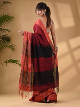 Load image into Gallery viewer, Dark Red Cotton Handwoven Soft Saree With Paisley Border