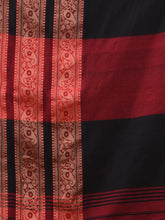 Load image into Gallery viewer, Dark Red Cotton Handwoven Soft Saree With Paisley Border