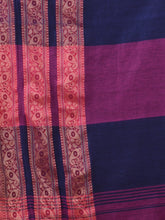 Load image into Gallery viewer, Violet Cotton Handwoven Soft Saree With Paisley Border