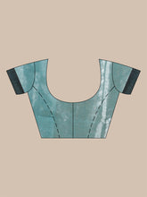 Load image into Gallery viewer, Teal Tissue Handwoven Saree With Texture Border