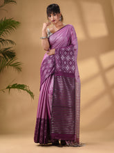 Load image into Gallery viewer, Purple Tissue Handwoven Saree With Texture Border