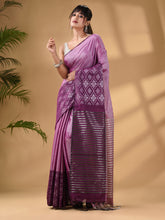 Load image into Gallery viewer, Purple Tissue Handwoven Saree With Texture Border