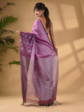 Load image into Gallery viewer, Purple Tissue Handwoven Saree With Texture Border