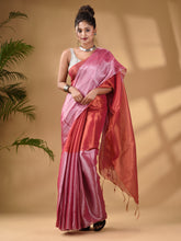 Load image into Gallery viewer, Pink Tissue Handwoven Soft Saree