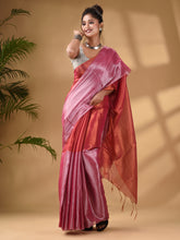 Load image into Gallery viewer, Pink Tissue Handwoven Soft Saree