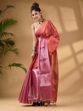 Load image into Gallery viewer, Pink Tissue Handwoven Soft Saree