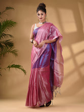 Load image into Gallery viewer, Blue And Pink Tissue Handwoven Soft Saree