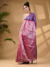 Load image into Gallery viewer, Blue And Pink Tissue Handwoven Soft Saree