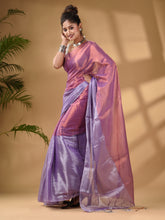 Load image into Gallery viewer, Light And Deep Purple Tissue Handwoven Soft Saree