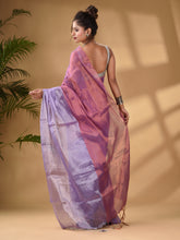 Load image into Gallery viewer, Light And Deep Purple Tissue Handwoven Soft Saree