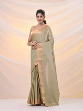 Load image into Gallery viewer, Beige Silk Blend Soft Saree With Zari Borders