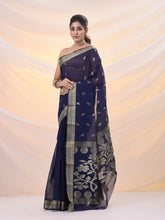Load image into Gallery viewer, Blue Silk Cotton Jamdani Saree With Woven Designs