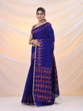 Load image into Gallery viewer, Blue Matka Soft Saree With Geometric Borders