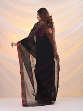 Load image into Gallery viewer, Black Pure Cotton Tant Saree With Woven Designs