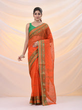 Load image into Gallery viewer, Orange Pure Cotton Tant Saree With Woven Designs