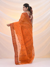 Load image into Gallery viewer, Orange Pure Cotton Tant Saree With Woven Designs
