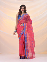 Load image into Gallery viewer, Punch Pink Pure Cotton Tant Saree With Woven Designs
