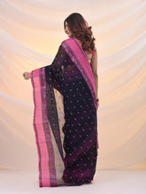 Load image into Gallery viewer, Navy Blue Pure Cotton Tant Saree With Woven Designs