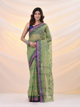 Load image into Gallery viewer, Pistachio Green Pure Cotton Tant Saree With Woven Designs