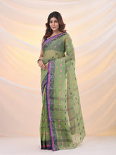 Load image into Gallery viewer, Pistachio Green Pure Cotton Tant Saree With Woven Designs