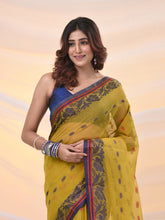 Load image into Gallery viewer, Mustard Pure Cotton Tant Saree With Woven Designs
