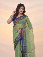 Load image into Gallery viewer, Pistachio Green Pure Cotton Tant Saree With Woven Designs