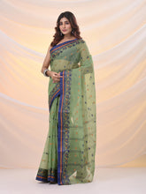 Load image into Gallery viewer, Pistachio Green Pure Cotton Tant Saree With Woven Designs