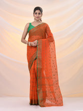 Load image into Gallery viewer, Orange Pure Cotton Tant Saree With Woven Designs
