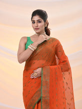 Load image into Gallery viewer, Orange Pure Cotton Tant Saree With Woven Designs