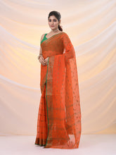 Load image into Gallery viewer, Orange Pure Cotton Tant Saree With Woven Designs