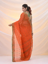Load image into Gallery viewer, Orange Pure Cotton Tant Saree With Woven Designs