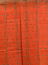 Load image into Gallery viewer, Orange Pure Cotton Tant Saree With Woven Designs