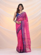 Load image into Gallery viewer, Pink Pure Cotton Tant Saree With Woven Designs