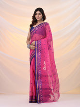 Load image into Gallery viewer, Pink Pure Cotton Tant Saree With Woven Designs