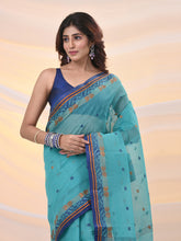 Load image into Gallery viewer, Sea Green Pure Cotton Tant Saree With Woven Designs
