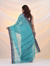 Load image into Gallery viewer, Sea Green Pure Cotton Tant Saree With Woven Designs