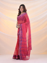 Load image into Gallery viewer, Punch Pink Pure Cotton Tant Saree With Woven Designs