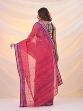 Load image into Gallery viewer, Punch Pink Pure Cotton Tant Saree With Woven Designs