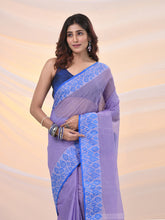 Load image into Gallery viewer, Violet Pure Cotton Tant Saree With Woven Designs