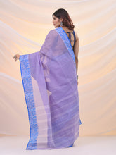 Load image into Gallery viewer, Violet Pure Cotton Tant Saree With Woven Designs
