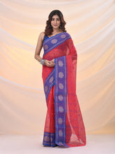 Load image into Gallery viewer, Punch Pink Pure Cotton Tant Saree With Woven Designs
