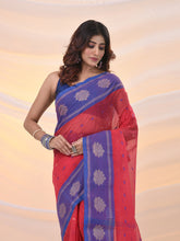 Load image into Gallery viewer, Punch Pink Pure Cotton Tant Saree With Woven Designs