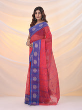 Load image into Gallery viewer, Punch Pink Pure Cotton Tant Saree With Woven Designs