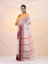 Load image into Gallery viewer, White Pure Cotton Tant Saree With Woven Designs