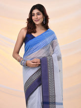 Load image into Gallery viewer, White Pure Cotton Tant Saree With Woven Designs