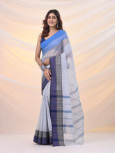 Load image into Gallery viewer, White Pure Cotton Tant Saree With Woven Designs