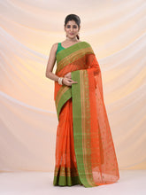 Load image into Gallery viewer, Orange Pure Cotton Tant Saree With Woven Designs