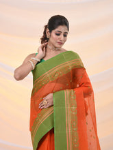 Load image into Gallery viewer, Orange Pure Cotton Tant Saree With Woven Designs